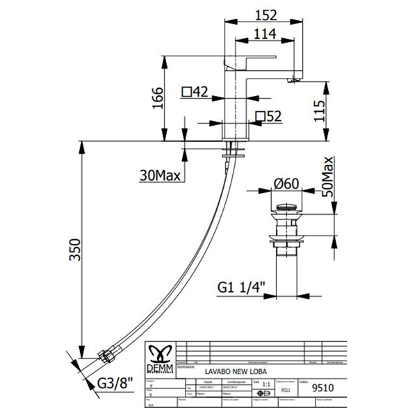 Μπαταρία νιπτήρος New Loba Black Matt 